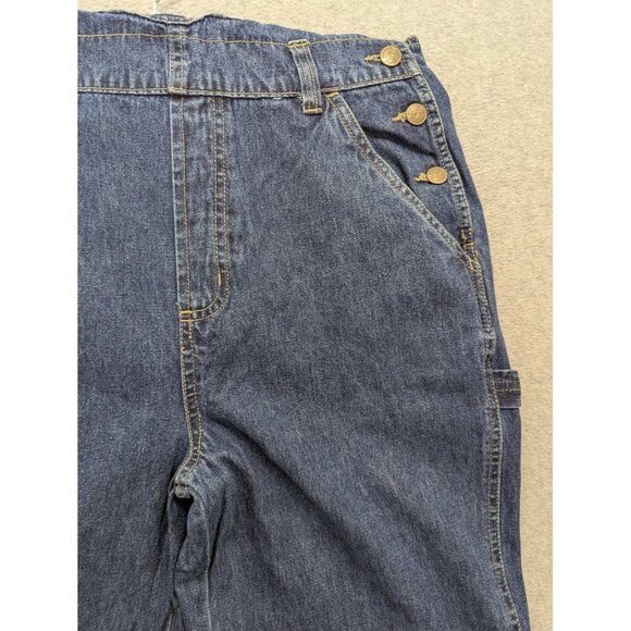 Vintage Squeeze Overalls Womens Medium Blue Denim Bib Carpenter Pockets Y2K - Picture 5 of 16